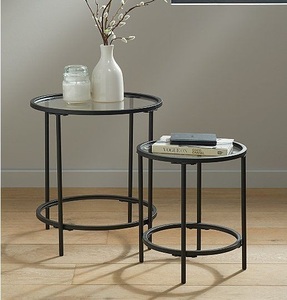 Mesa decorativa de hierro forjado Mesa Auxiliar de Almacenamiento de hierro forjado Mesa de comedor de hierro forjado superior de piedra para exteriores - Product Image 1