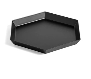 Support de plateau moderne en métal noir à deux niveaux Design élégant et durable Idéal pour la présentation de comptoir de cuisine ou l'organisation - Product Image 3