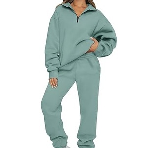 Ensemble de survêtement 2 pièces pour femme en polyester/rayonne respirant de haute qualité, personnalisé, avec épaules tombantes, tenue décontractée - Product Image 4