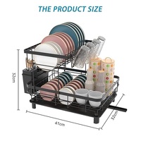 Escurridor de Platos Plegable de Dos Niveles, Diseño Único, Acero Inoxidable, Hecho a Mano, Impermeable, para Fregadero de Cocina