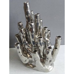 Jarrones de flores de metal pulido con espejo de acero inoxidable, jarrones de flores de lujo clásicos hechos a mano de alta calidad, sala de estar interior - Product Image 1