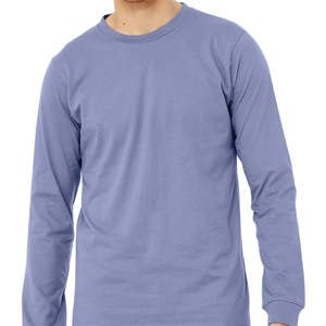 Confort lavande: T-shirt à manches longues en coton peigné Airlume 100%-Style classique, douceur subtile en lavande foncée - Product Image 6