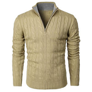 Pull-over décontracté coupe régulière pour hommes Pull à manches longues en tissu tricoté avec col zippé Poids moyen 1/4 Demi-fermeture éclair Imprimé printemps personnalisé - Product Image 1