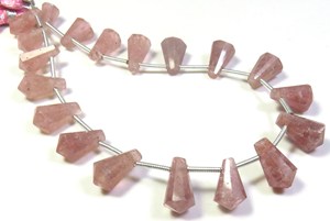 Perles Briolette en forme de larme de Quartz fraise rose 10-12mm 8 "brin naturel fraise Quartz cône gemmes perles à facettes - Product Image 6