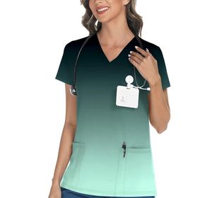 Hauts de travail imprimés en coton tissé doux, respirant et extensible pour femmes, détectables par machine, lavables et faciles à nettoyer - Product Image 2