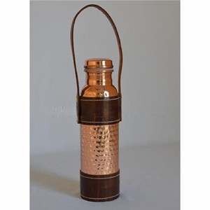 Porte-bouteille en cuir robuste, sac à bouteille d'eau tactique esthétique avec sangle de poignet, accessoire de boisson en cuir durable - Product Image 4