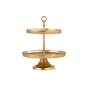 Gold Plated Round <b>3</b>-<b>Tier</b> Metal/Wood <b>Cake</b> <b>Stand</b> Eco-Friendly & Dishwasher Safe for Hotel Wedding Birthday Parties Tabletop Use - Product Image 5
