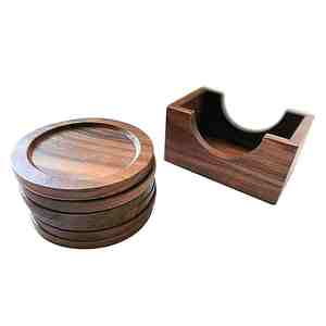 Posavasos redondos de madera de nogal personalizados Diseño hecho a mano Exportador indio Nuevo estilo Calidad superior - Product Image 4