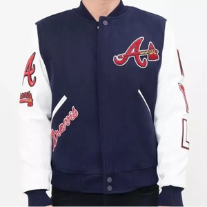 100% coton Logo personnalisé hiver Baseball Varsity veste hommes surdimensionné Style décontracté couvert bouton fermeture haute rue support OEM - Product Image 1