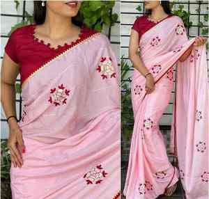 Nouvelle élégante tendance d'habillage dernier concepteur élégant Look Dola soie Saree avec chemisier avec broderie travail femmes mode exportateur - Product Image 6