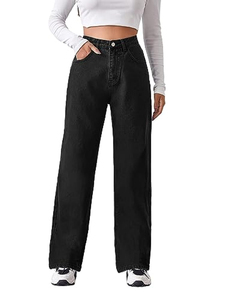 Jeans en denim à motif de taille personnalisable pour l'extérieur Nouveau pantalon évasé élégant de style baggy pour femmes - Product Image 3