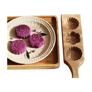 Moldes de madera para galletas para hornear Pastel De Luna Sellos de galletas con temática de amor y flores Molde de pastel de Luna vietnamita Herramienta para hornear - Product Image 3