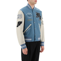 Veste universitaire vintage en toile de laine pour homme, col montant, hiver, cuir véritable, broderies, logos, patchs, options de couleurs personnalisées