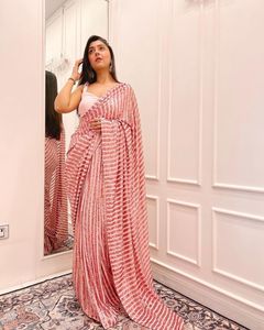 Georgette Saree-ropa de boda india de diseñador, blusa bordada de diseñador para chicas, para fiesta, de moda, 2023 - Product Image 2