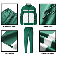 Ensemble de survêtement athlétique vert et blanc pour homme – Veste zippée intégrale et pantalon de jogging – Tenue de sport en gros pour l'entraînement de football