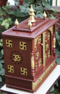 Decoración de madera para el hogar, Templo espiritual hindú Pooja, 2 cajones, altares religiosos Mandir hechos a mano, Diwali ecológico - Product Image 4