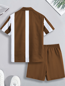Collection Été 2026 : Ensemble de Plage Homme Tendance avec Imprimé Camouflage Marron et Blanc – Le Meilleur Ensemble Short d'Été Assorti pour Homme, Style Streetwear - Product Image 2