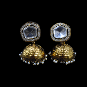 Dernière collection de boucles d'oreilles à la mode, boucles d'oreilles à clous Kundan, boucles d'oreilles Jhumka, bijoux avec finition antique dorée pour filles et femmes - Product Image 2