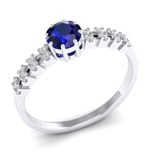 REYES Haute Qualité 925 Sterling Silver Round Cut 0.5 Carat Bleu Saphir Gemme Bagues de Fiançailles pour Femmes Fine Jewelry - Product Image 2