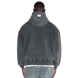 Custom <b>Drop</b> Shoulder Hoodie Men Heavyweight 100% Cotton <b>Acid</b> Washed Vintage Style Solid High Quality Men's Hoodies & Sweatshirts - Product Image 5