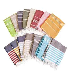 Serviette de plage en coton biologique turc Zero Twist Long Fiber Ultra Absorbant Striped Design Oversized Fit Fringe Edge Zero Fade - Product Image 5