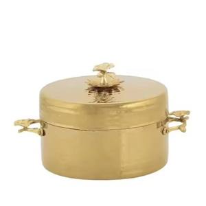 Nouvelle conception martelée, plaqué or et durable, la casserole ronde en métal idéale pour chaque repas et occasion - Product Image 3