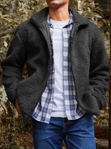 Veste d'hiver solide pour hommes avec capuche en fausse fourrure Veste longue rembourrée finie en usine - Product Image 4