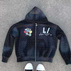 Meilleur prix Sweats à capuche avec strass Sweats à capuche avec fermeture éclair de couleur personnalisée Sweats à capuche avec strass respirants et confortables pour homme - Product Image 6