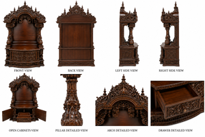Templo doméstico de madera de teca Shiv Parivar, templo de madera de teca maciza hecho a mano para exportación, mandir de madera premium para Pooja con almacenamiento para el Reino Unido - Product Image 6