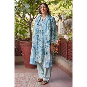 Conjunto de traje de 3 piezas para mujer con bordado y estampado, y dupatta con estampado en relieve DN-62033 - Product Image 6