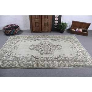Tapis turc vintage 5,3 x 8,4 pieds, grand tapis, tapis patchwork blanc - Product Image 3