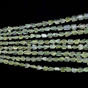 Perles de pépites à facettes en prehnite naturelle perles de pierres précieuses lisses polies en vrac pour la fabrication de bijoux en gros - Product Image 1