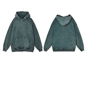 Acid Wash Rhinestone Hoodie Hombres Premium Fleece Mineral Wash Sudadera con capucha - Product Image 4