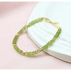 18K Gold Filled Beaded <b>Bracelet</b> 925 Sterling <b>Silver</b> Jewelry with Peridot for Gifts - Product Image 5