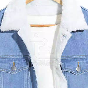 Venta al por mayor de Chaquetas vaqueras Sherpa con logotipo personalizado y cuello levantado revestido para hombre, chaqueta transpirable para uso en exteriores de alta calidad - Product Image 2