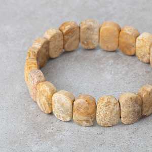 Pulsera de Coral Fósil Natural con Corte Ancho - Product Image 3