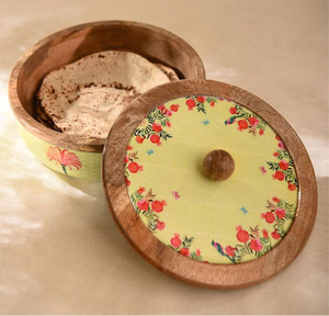 Boîte à chapati en bois arrondie imprimée avec couvercle, résistante à la chaleur et au bois - Product Image 6