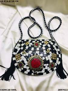 Handcrafted Metal Mosaic Evening Clutch <b>Bag</b> Stylish Bridal Purse <b>for</b> <b>Weddings</b> Ladies Craftstages International Multi-Colour - Product Image 4