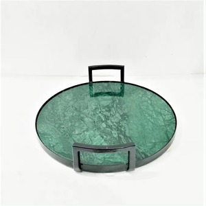 Elegant Marble Serving <b>Tray</b> Durable Brass Handle Latest Design Wide Sturdy Base Attractive Dishwasher Microwave Safe Commercial - Product Image 2