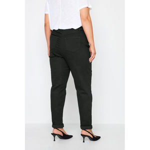 Pantalones vaqueros transpirables ajustados rectos altos negros para mujer, pantalones de marca de calidad de exportación de diseñadores de talla grande para la temporada de otoño - Product Image 2