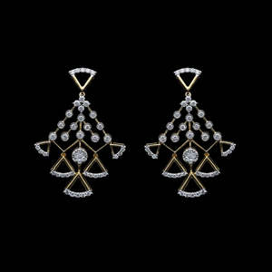 Impresionantes Pendientes de Diseño para Mujer en Oro Amarillo de 14K con Baño de Rodio, Diamantes Naturales, Patrón Geométrico de Araña, Estilo Moderno y Lujoso - Product Image 6