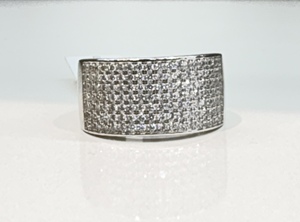 แหวนเงินแท้ 925 ประดับเพชร CZ แบบเต็มวง ดีไซน์ฮิปฮอป สำหรับผู้ชาย |   เครื่องประดับของขวัญแต่งงาน |   SR0601 - Product Image 2