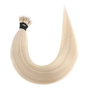 Extensions de cheveux humains Remy 12A I-Tip, lisses # 51/60 Mélange Champagne Platine Blond Doux - Product Image 1