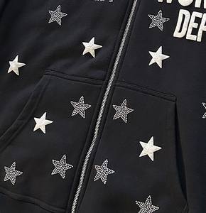 Fabricant de sweats à capuche personnalisés à fermeture éclair avec strass et impression bouffante sweats à capuche personnalisés pour hommes sweats à capuche surdimensionnés et lourds - Product Image 5