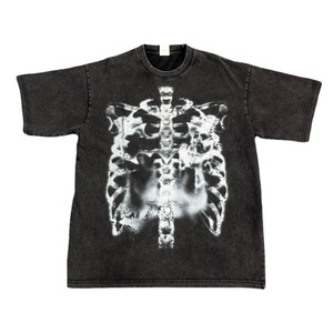 Camisetas de Algodón 100% para Hombre al por Mayor, con Lavado Ácido, Estampado de Calavera Personalizado, Estilo Vintage, de Gran Gramaje, Oversize y Transpirables - Product Image 1