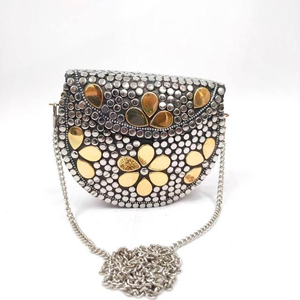 Premium Bohemian Style Ladies <b>Clutch</b> Handbag Modern Solid Design <b>Silver</b> Beaded Metal Attractive Mini Fashionable <b>Bag</b> Women - Product Image 4
