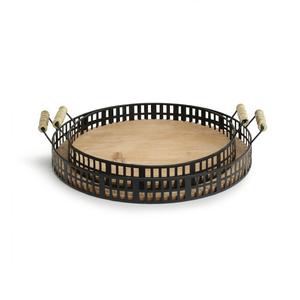 Plateau de service en bois artisanal pour mariage et fête plat décoratif de restauration de table avec motif imprimé - Product Image 3