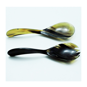 2024 แตรควายสีดําธรรมชาติขัดเงาสูงมาใหม่ชุดสลัดเซิร์ฟเวอร์อุปกรณ์ครัวอุปกรณ์ครัว - Product Image 3