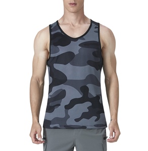 Logo Sublimación Impreso Active Wear Work Out Poliéster Nylon Spandex Hombre Gimnasio Sin mangas Hombres Jersey Ejercicio Camo Tank Tops - Product Image 1
