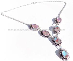 Fantaisie Multi Couleur Hydro Quartz 2x5mm Poire Coupe Gemmes Collier 925 En Argent Sterling Bijoux Faits À La Main pour Cadeau De Mère Femme Cadeau - Product Image 4